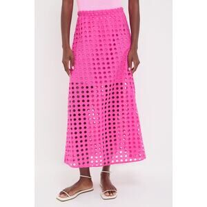 TUCKERNUCK Hot Pink Cotton Eyelet Eve Skirt Size XL NWT Retail $148 Tuckernuck